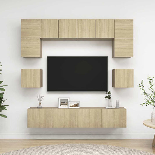vidaXL Έπιπλα Τηλεόρασης Σετ 8 Τεμαχίων Sonoma Δρυς από Επεξ. Ξύλο