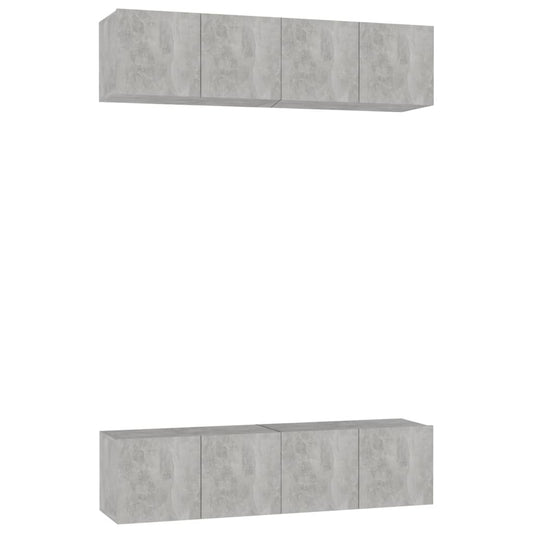 vidaXL Έπιπλα Τηλεόρασης 4 τεμ. Γκρι Σκυρ. 60x30x30εκ. από Επεξ. Ξύλο
