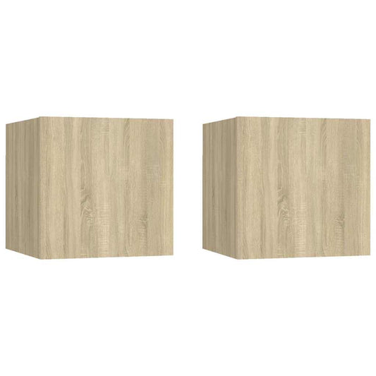 vidaXL Κομοδίνα 2 τεμ. Sonoma Δρυς 30,5 x 30 x 30 εκ. από Επεξ. Ξύλο
