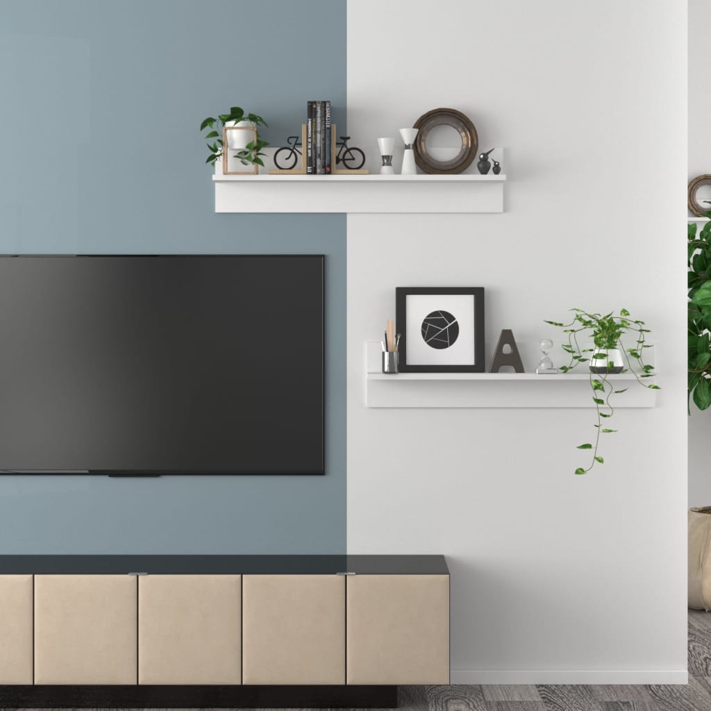 vidaXL Ραφιέρες Τοίχου 2 τεμ. Λευκό 80 x 11,5 x 18 εκ. από Μοριοσανίδα