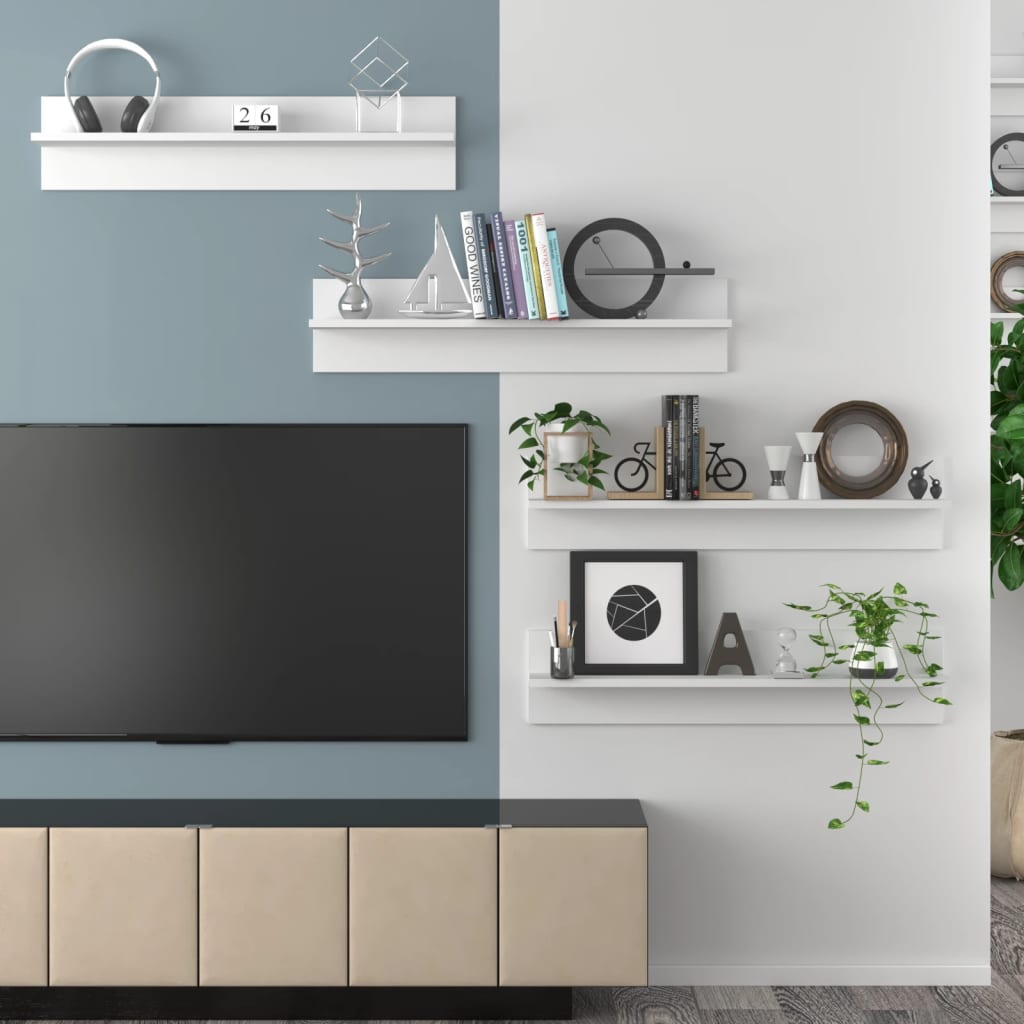 vidaXL Ραφιέρες Τοίχου 4 τεμ. Λευκό 80 x 11,5 x 18 εκ. από Μοριοσανίδα