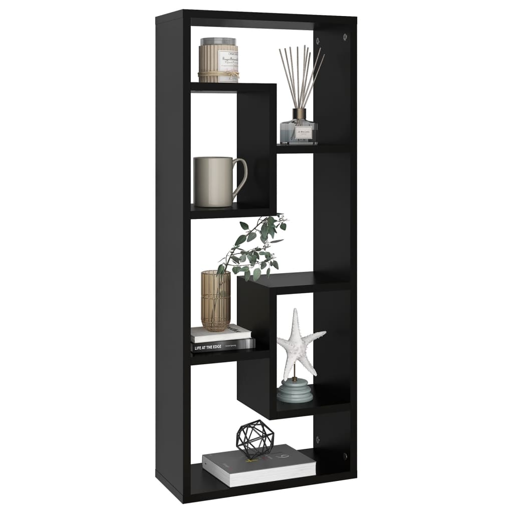 vidaXL Ραφιέρα Τοίχου Μαύρο 36 x 16 x 90 εκ. από Επεξεργασμένο Ξύλο