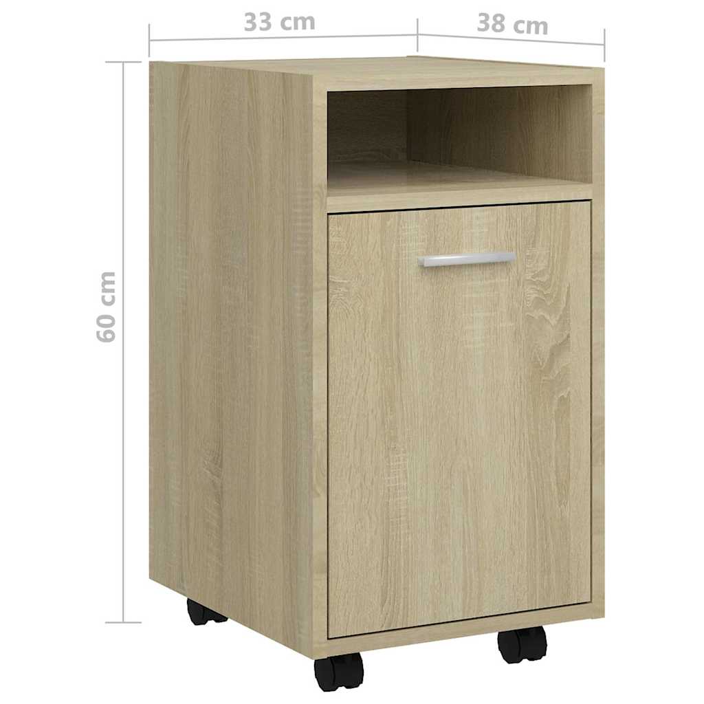 vidaXL Βοηθητ. Ντουλάπι με Τροχούς Sonoma Δρύς 33x38x60 εκ Επεξ. Ξύλο