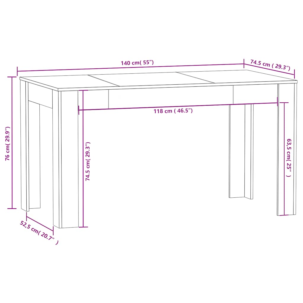 vidaXL Τραπεζαρία Λευκή 140x74,5x76 εκ. από Επεξεργασμένο Ξύλο