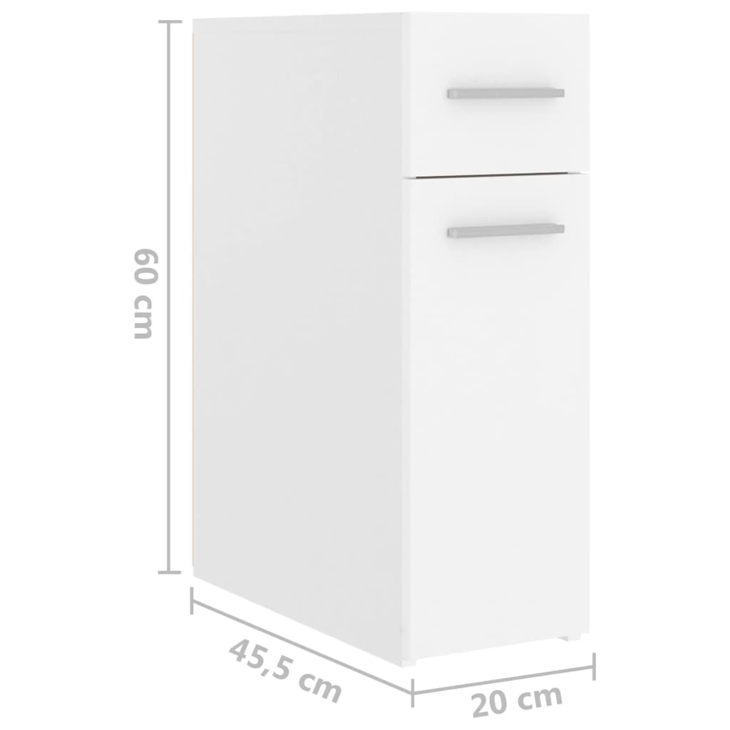 vidaXL Συρταριέρα Γενικής Χρήσης Λευκή 20 x 45,5 x 60 εκ. Επεξ. Ξύλο