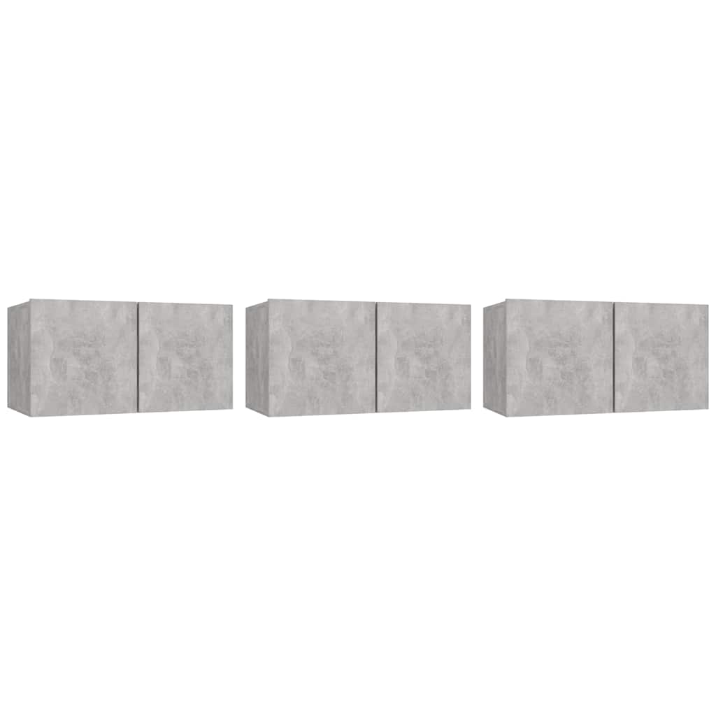 vidaXL Ντουλάπια Τηλεόρασης Κρεμαστά 3 τεμ. Γκρι Σκυρ. 60x30x30 εκ.