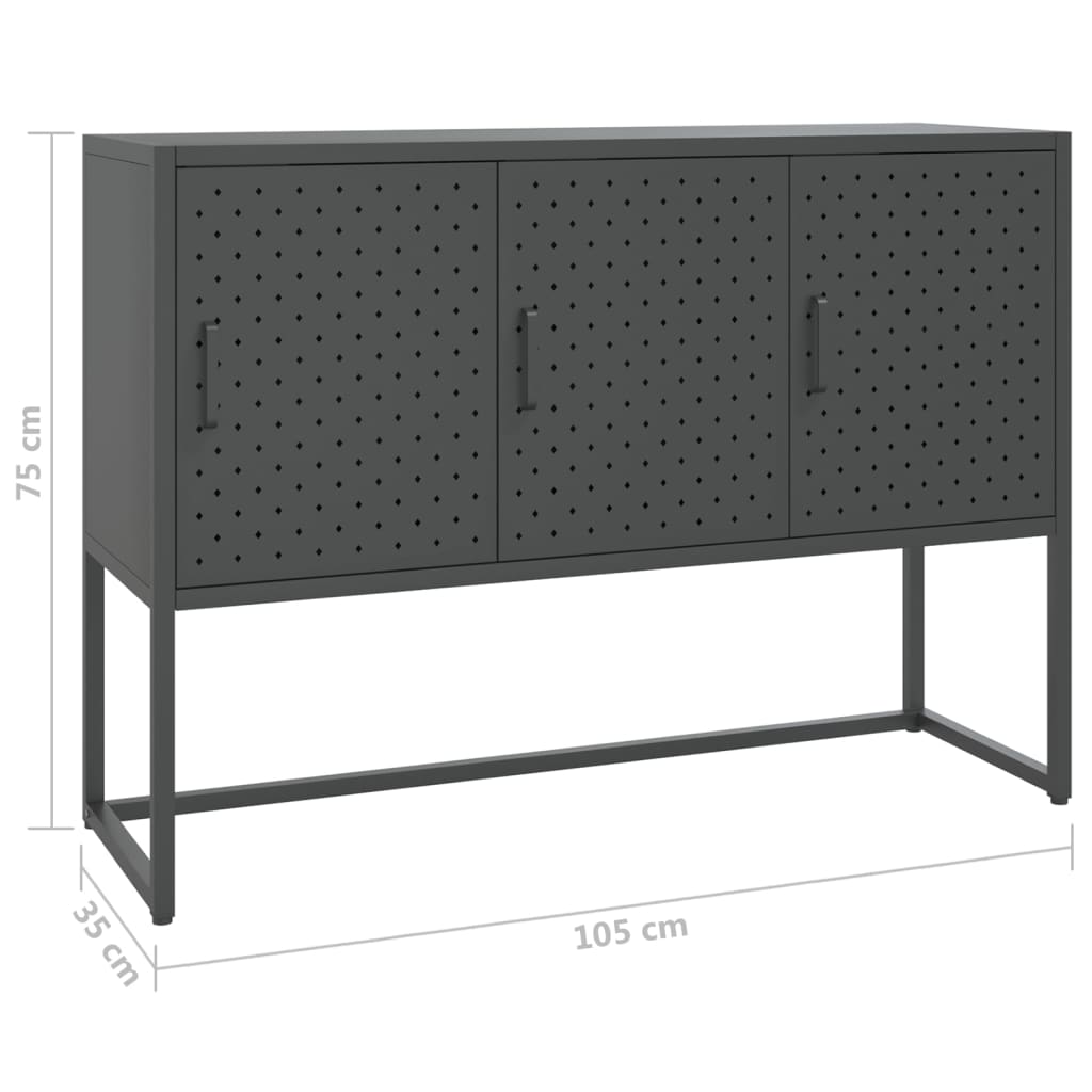 vidaXL Μπουφές Ανθρακί 105 x 35 x 75 εκ. από Ατσάλι