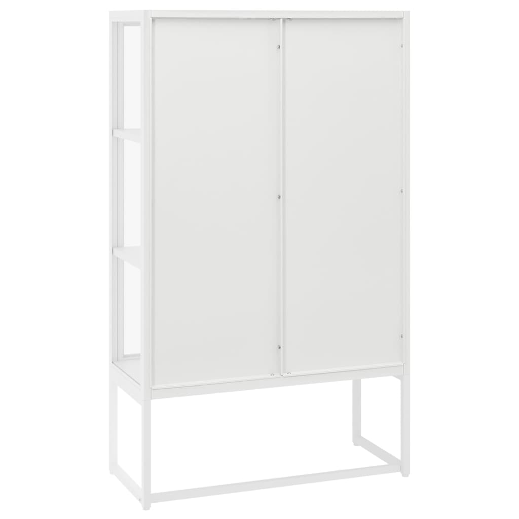 vidaXL Μπουφές Λευκός 80 x 35 x 135 εκ. από Ατσάλι και Ψημένο Γυαλί