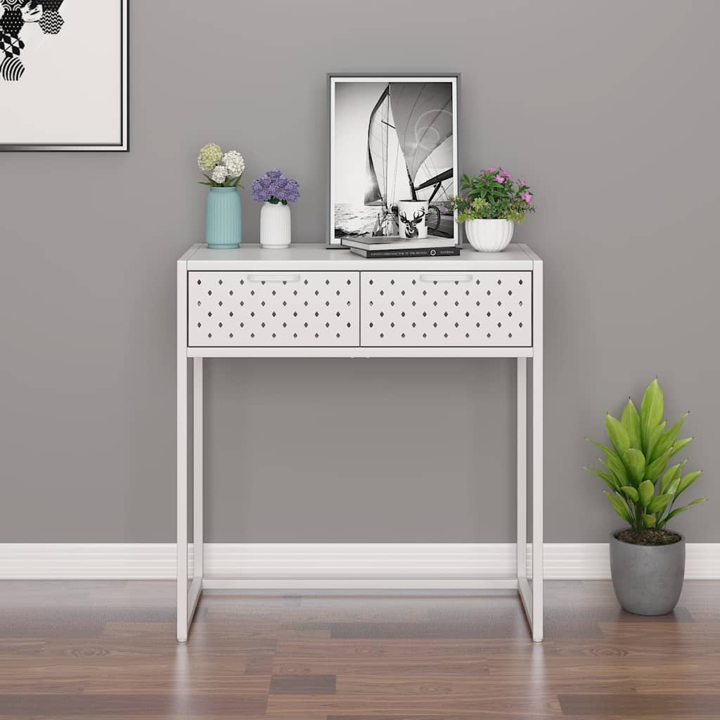 vidaXL Τραπέζι Κονσόλα Λευκό 75 x 35 x 75 εκ. από Ατσάλι