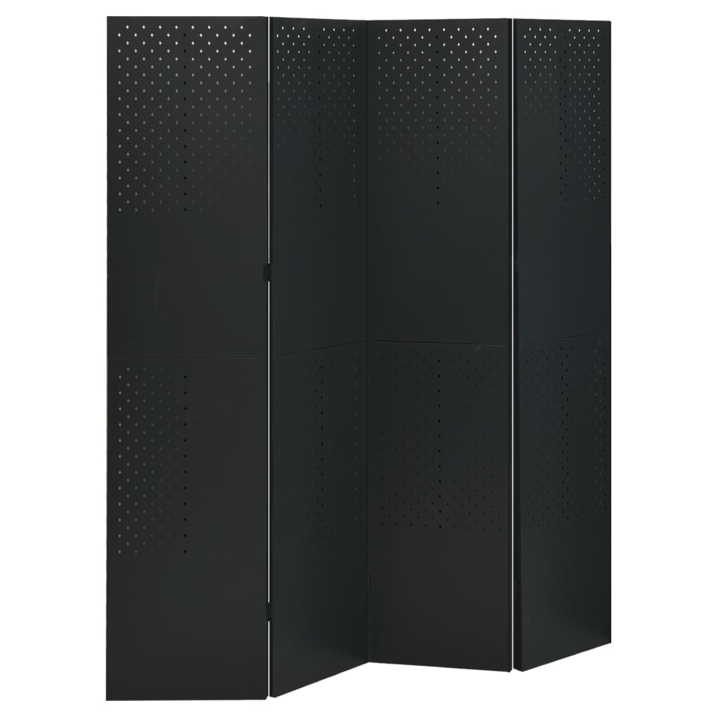 vidaXL Διαχωριστικό Δωματίου με 4 Πάνελ Μαύρο 160 x 180 εκ. από Ατσάλι