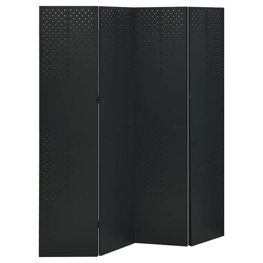 vidaXL Διαχωριστικό Δωματίου με 4 Πάνελ Μαύρο 160 x 180 εκ. από Ατσάλι