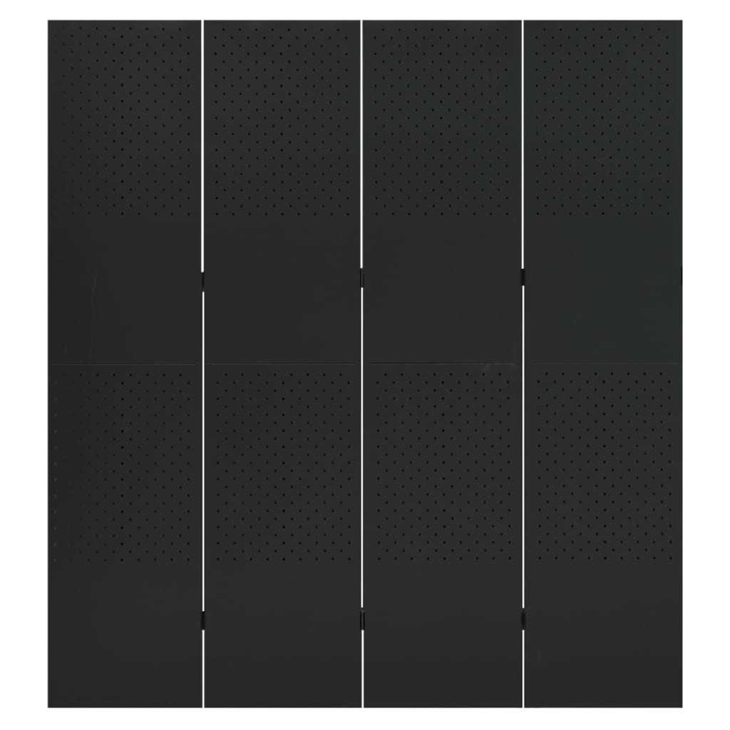 vidaXL Διαχωριστικό Δωματίου με 4 Πάνελ Μαύρο 160 x 180 εκ. από Ατσάλι