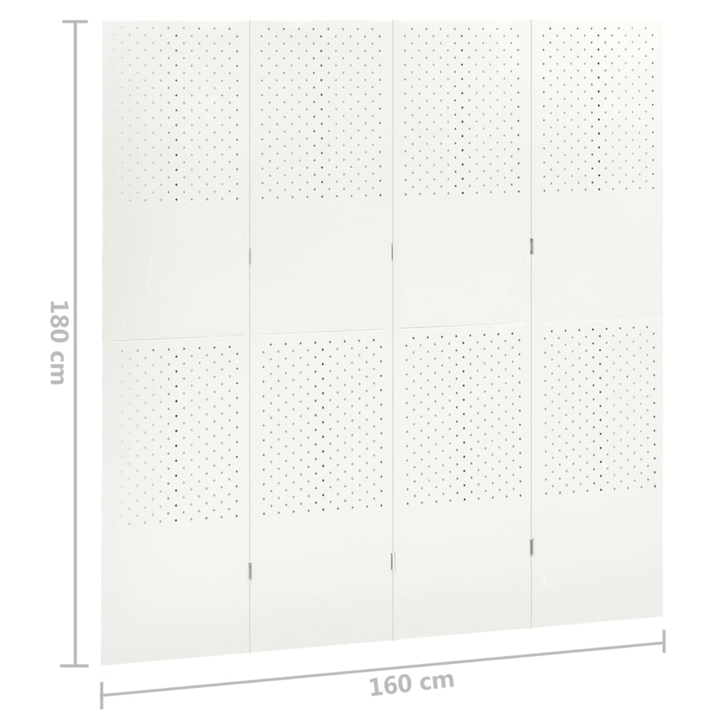 vidaXL Διαχωριστικό Δωματίου με 4 Πάνελ Λευκό 160 x 180 εκ. από Ατσάλι