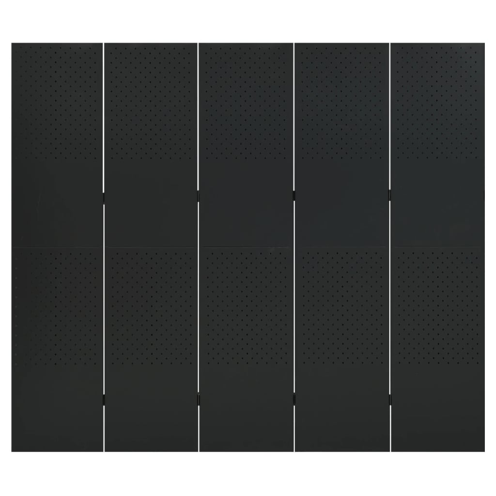 vidaXL Διαχωριστικό Δωματίου με 5 Πάνελ Μαύρο 200 x 180 εκ. από Ατσάλι