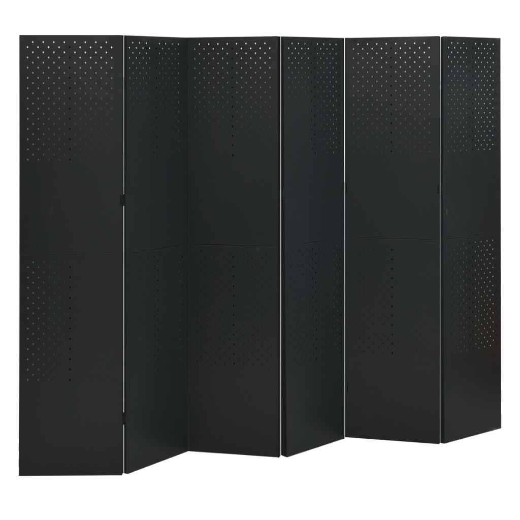 vidaXL Διαχωριστικό Δωματίου με 6 Πάνελ Μαύρο 240 x 180 εκ. από Ατσάλι