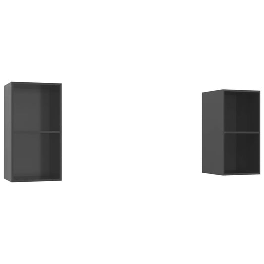 vidaXL Έπιπλα Τηλεόρασης Κρεμαστά 2 τεμ. Γυαλιστερό Γκρι Επεξ. Ξύλο