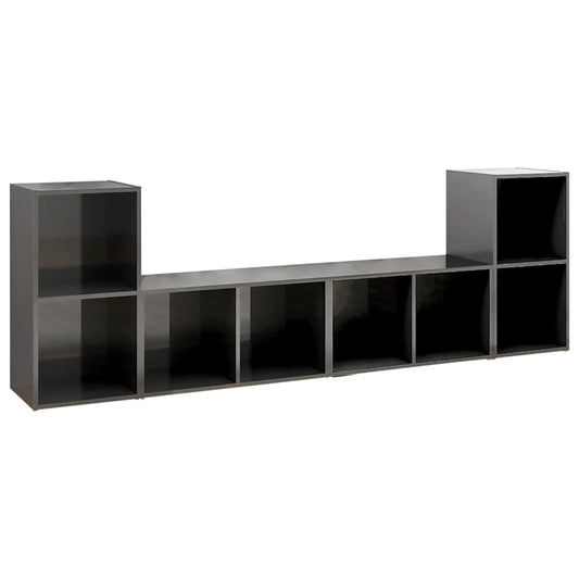 vidaXL Έπιπλα Τηλεόρασης 4 τεμ. Γυαλ. Γκρι 72x35x36,5 εκ. Επεξ. Ξύλο