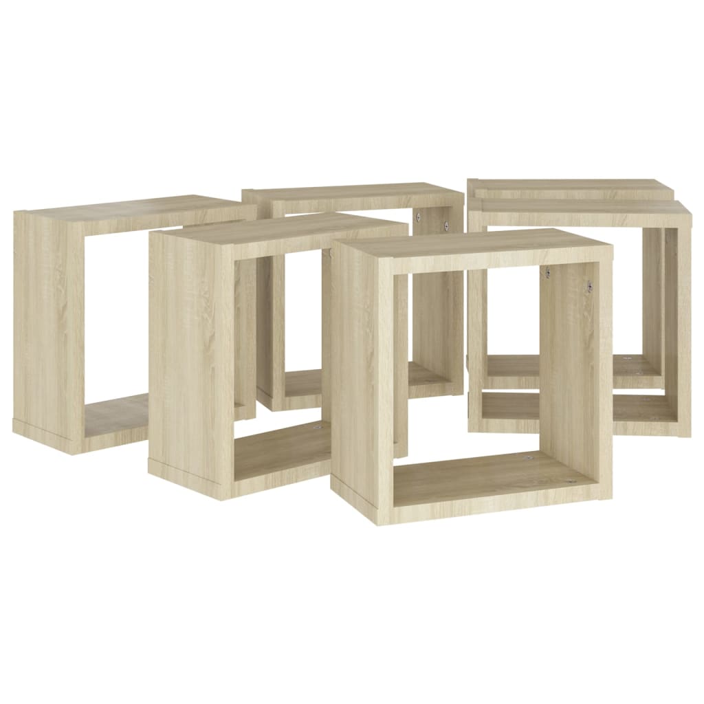 vidaXL Ράφια Κύβοι Τοίχου 6 τεμ. Sonoma Δρυς 30 x 15 x 30 εκ.