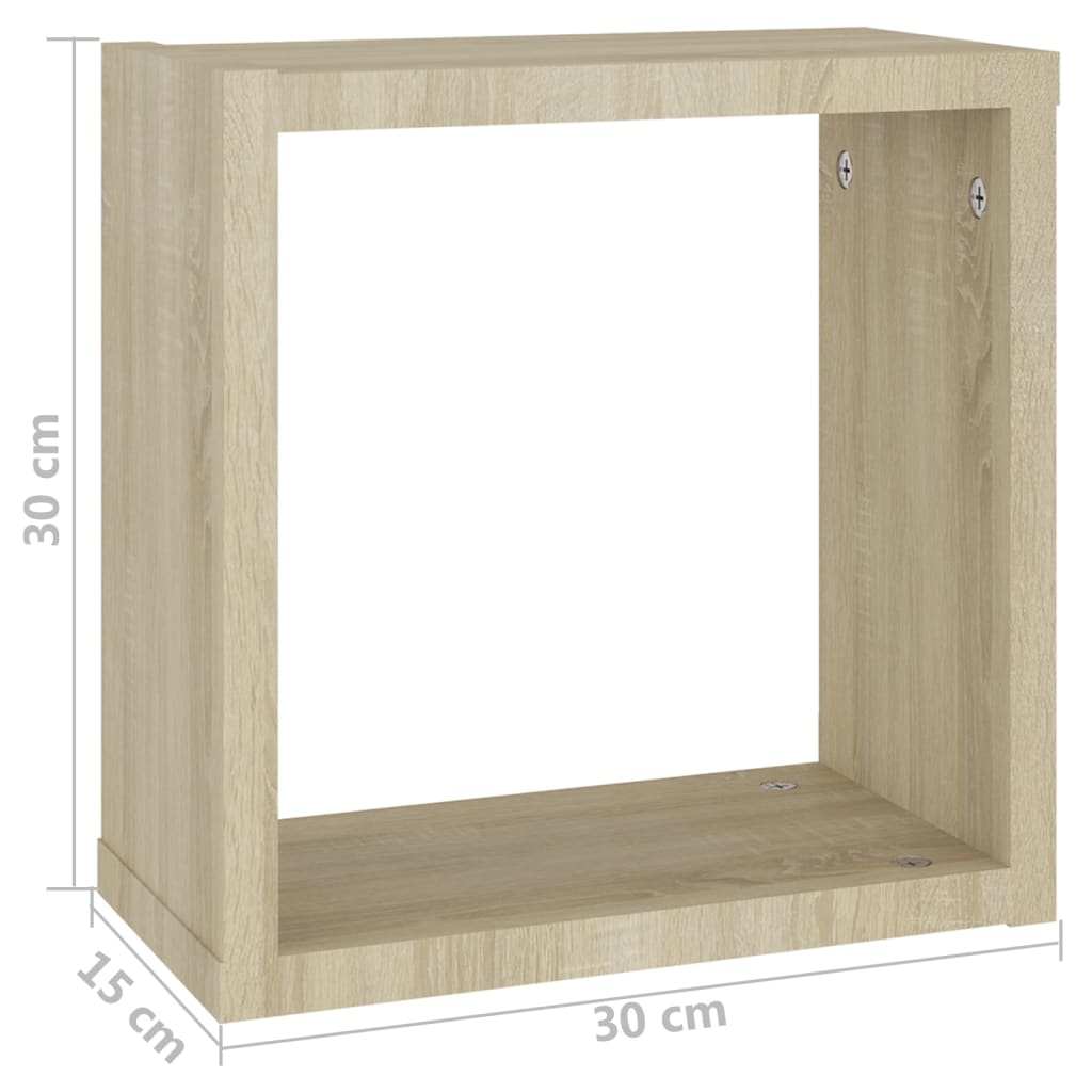 vidaXL Ράφια Κύβοι Τοίχου 6 τεμ. Sonoma Δρυς 30 x 15 x 30 εκ.
