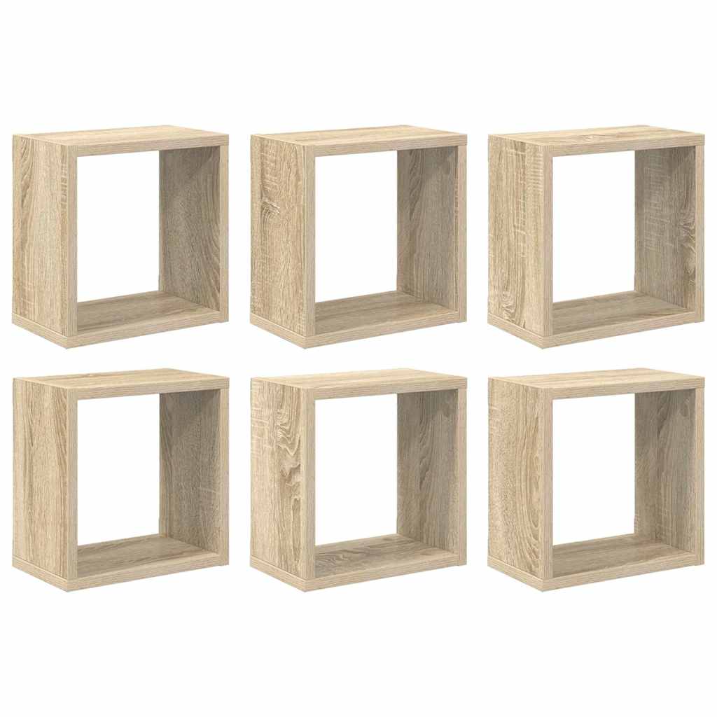 vidaXL Ράφια Κύβοι Τοίχου 6 τεμ. Sonoma Δρυς 26 x 15 x 26 εκ.