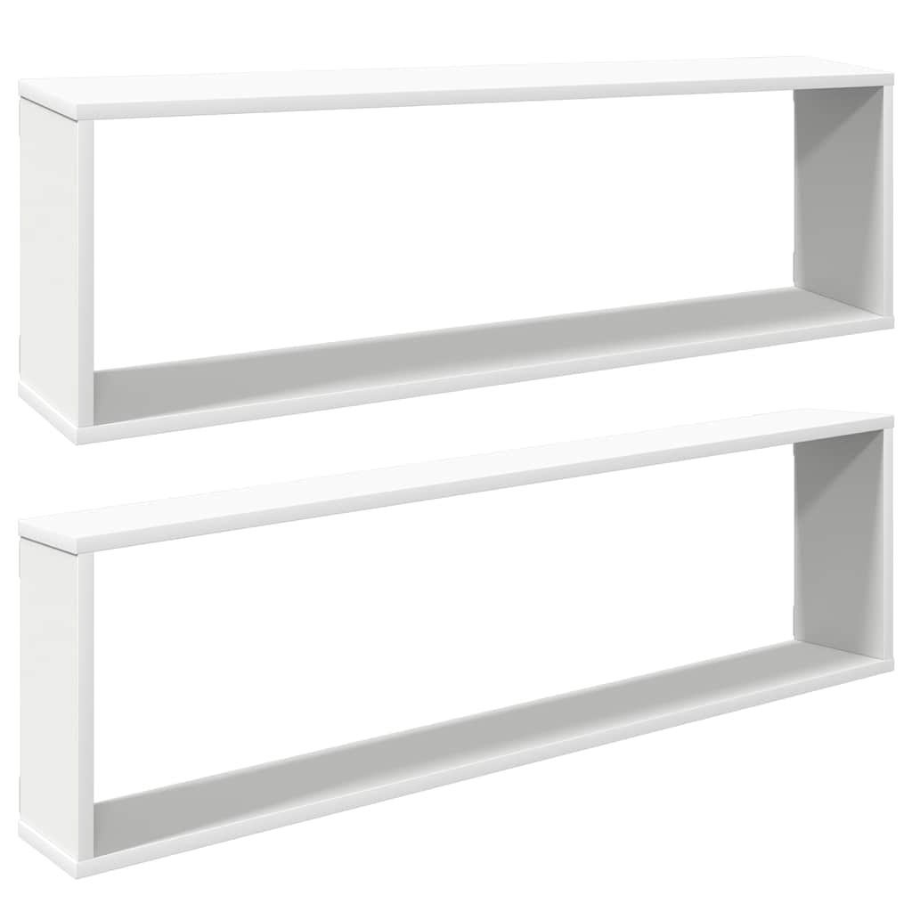 vidaXL Ράφια Κύβοι Τοίχου 2 τεμ. Λευκά 100 x 15 x 30 εκ. Επεξ. Ξύλο