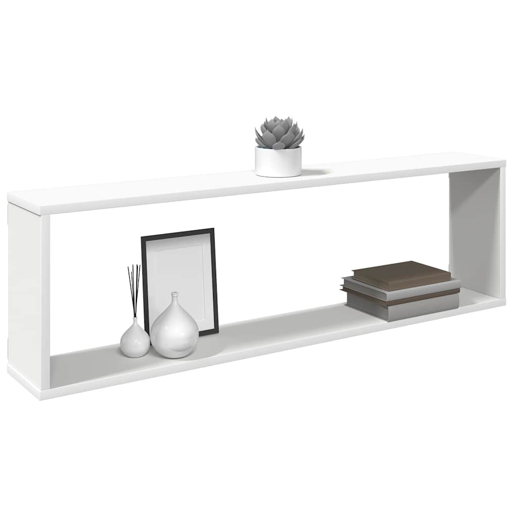 vidaXL Ράφια Κύβοι Τοίχου 2 τεμ. Λευκά 100 x 15 x 30 εκ. Επεξ. Ξύλο