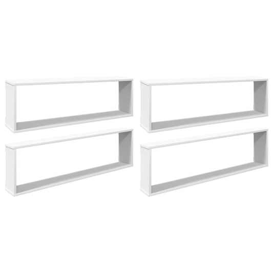 vidaXL Ράφια Κύβοι Τοίχου 4 τεμ. Λευκά 100 x 15 x 30 εκ. Επεξ. Ξύλο