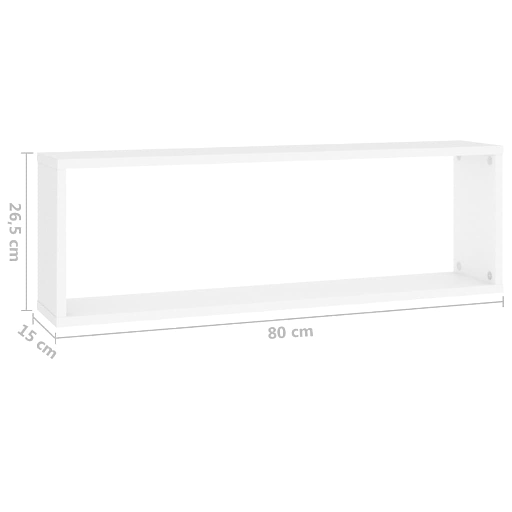 vidaXL Ράφια Κύβοι Τοίχου 4 τεμ. Λευκά 80 x 15 x 26,5 εκ. Επεξ. Ξύλο