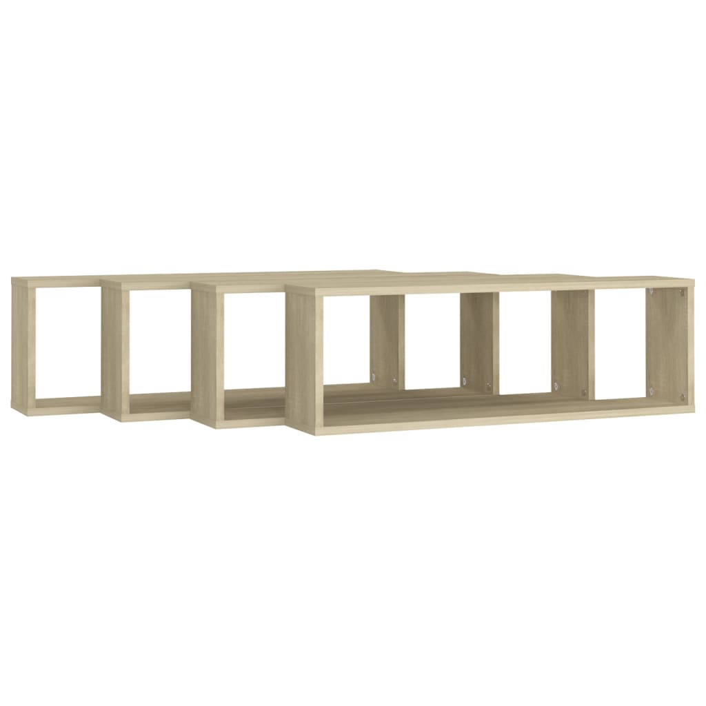 vidaXL Ράφια Κύβοι Τοίχου 4 τεμ. Sonoma Δρυς 80x15x26,5εκ. Επεξ. Ξύλο