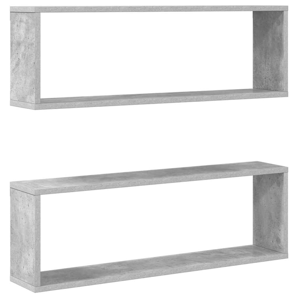vidaXL Ράφια Κύβοι Τοίχου 2 τεμ. Γκρι Σκυρ. 80x15x26,5 εκ. Επεξ. Ξύλο