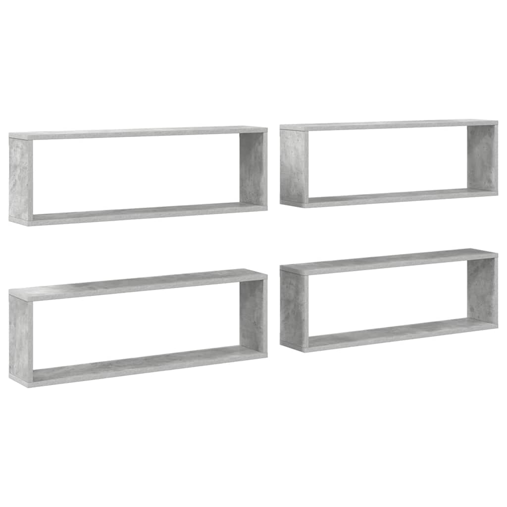 vidaXL Ράφια Κύβοι Τοίχου 4 τεμ. Γκρι Σκυρ. 80x15x26,5 εκ. Επεξ. Ξύλο