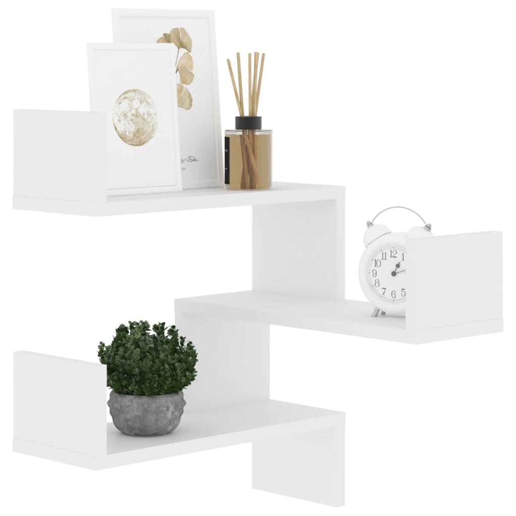 vidaXL Γωνιακή Ραφιέρα Τοίχου Λευκή 40 x 40 x 50 εκ. από Επεξ. Ξύλο