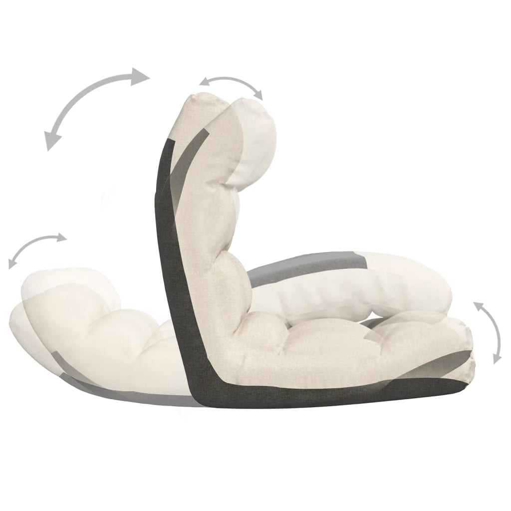 vidaXL Καρέκλα Δαπέδου Πτυσσόμενη Κρεμ Υφασμάτινη