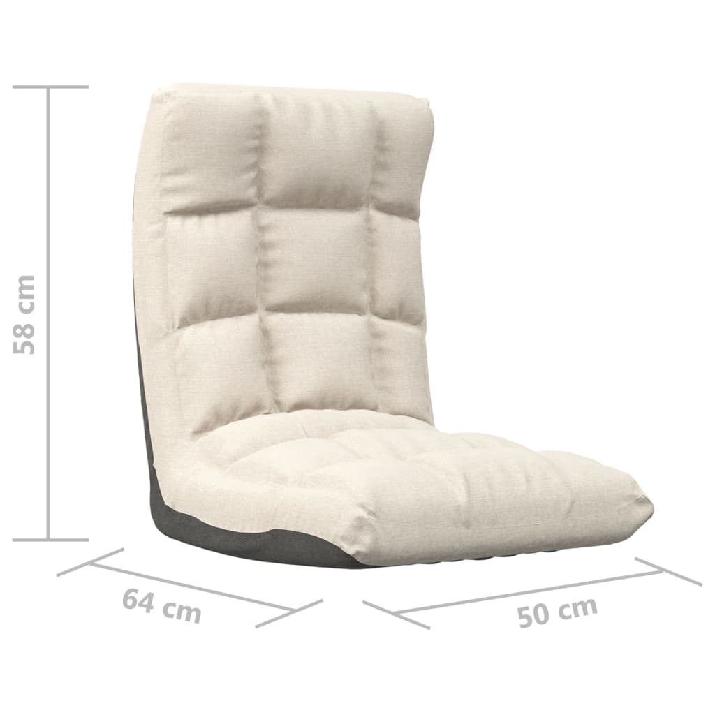 vidaXL Καρέκλα Δαπέδου Πτυσσόμενη Κρεμ Υφασμάτινη