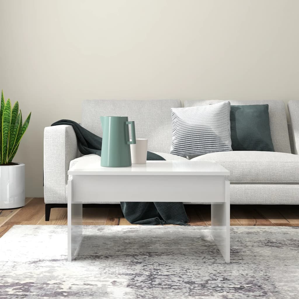 vidaXL Τραπεζάκι Σαλονιού Γυαλ. Λευκό 68 x 50 x 38 εκ. από Επεξ. Ξύλο