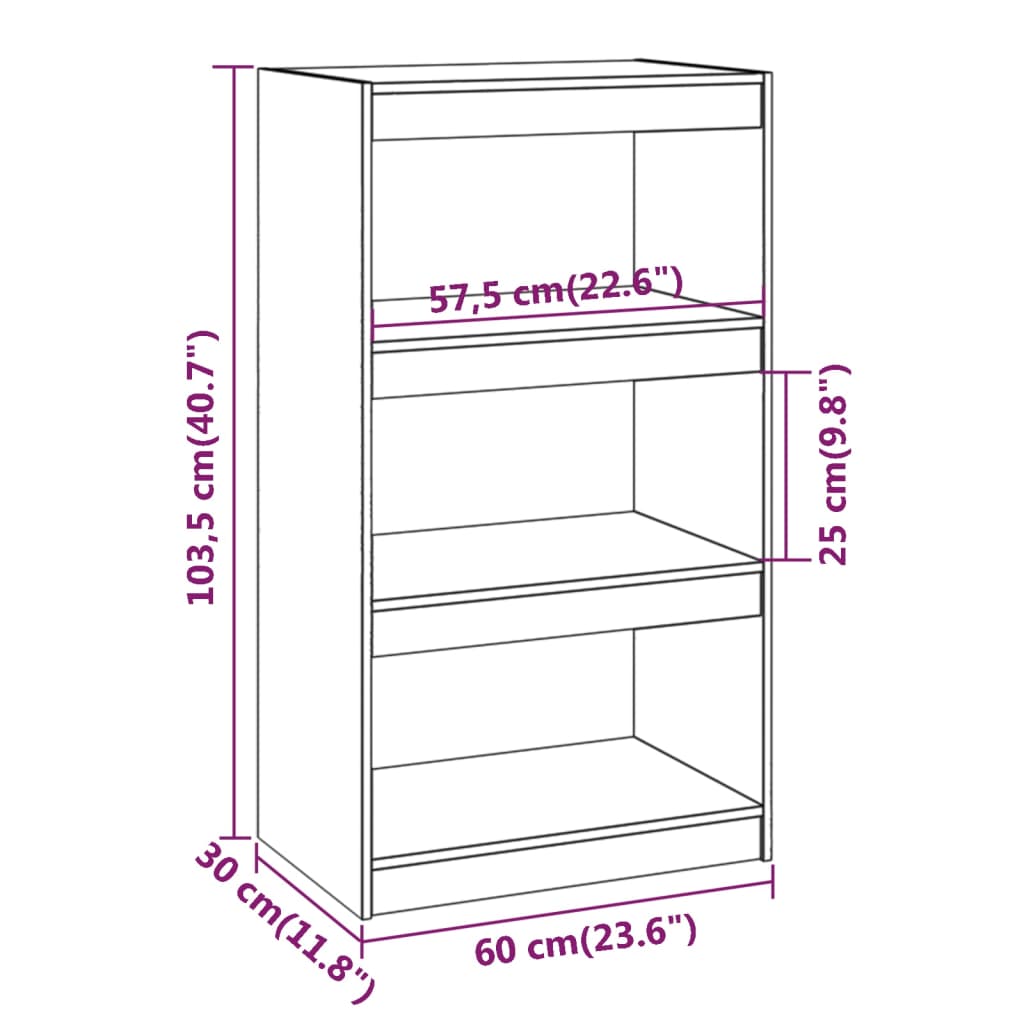 vidaXL Βιβλιοθήκη/Διαχωριστικό Χώρου Λευκή 60x30x103,5 εκ Μασίφ Πεύκο