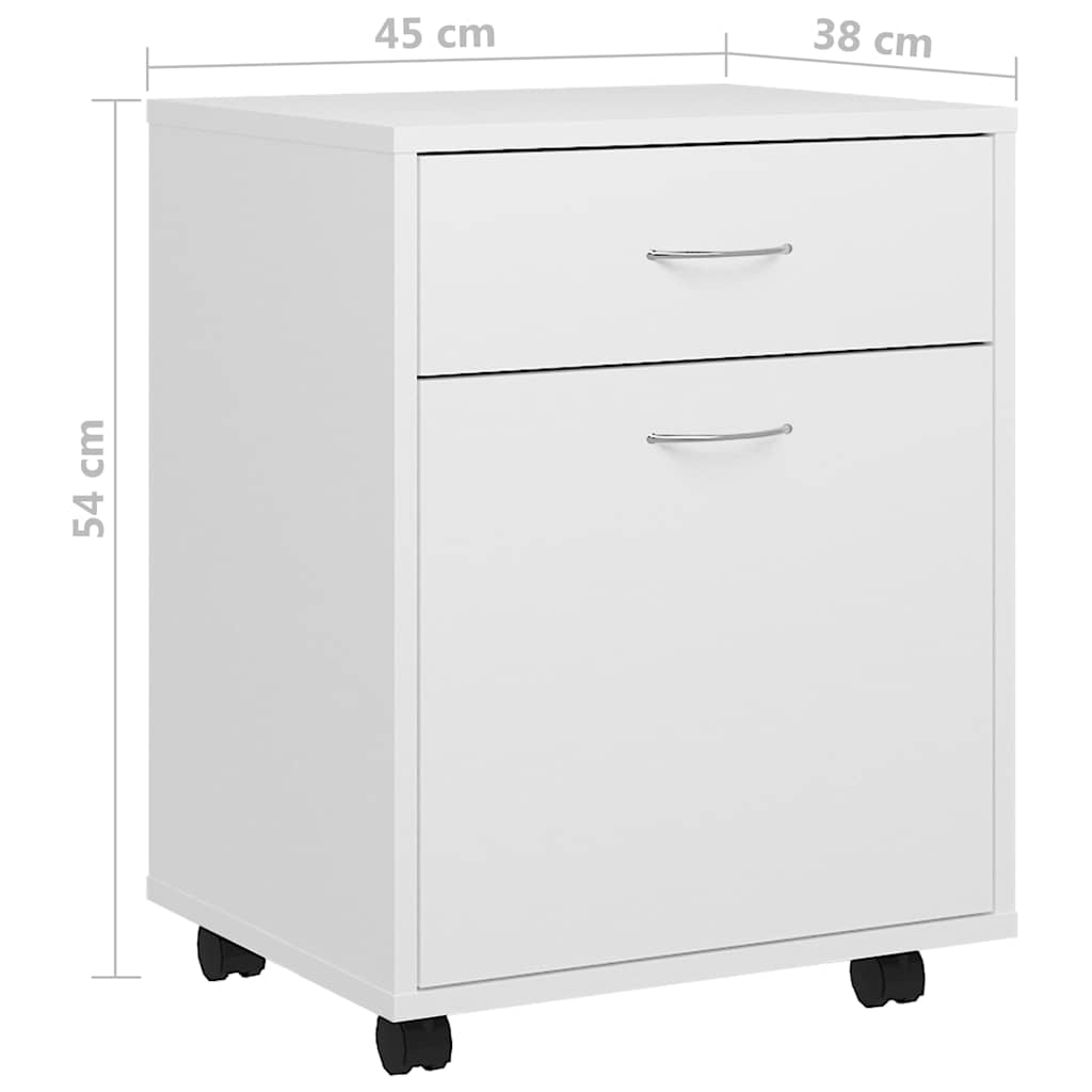 vidaXL Ντουλάπι Τροχήλατο Λευκό 45 x 38 x 54 εκ. από Επεξ. Ξύλο