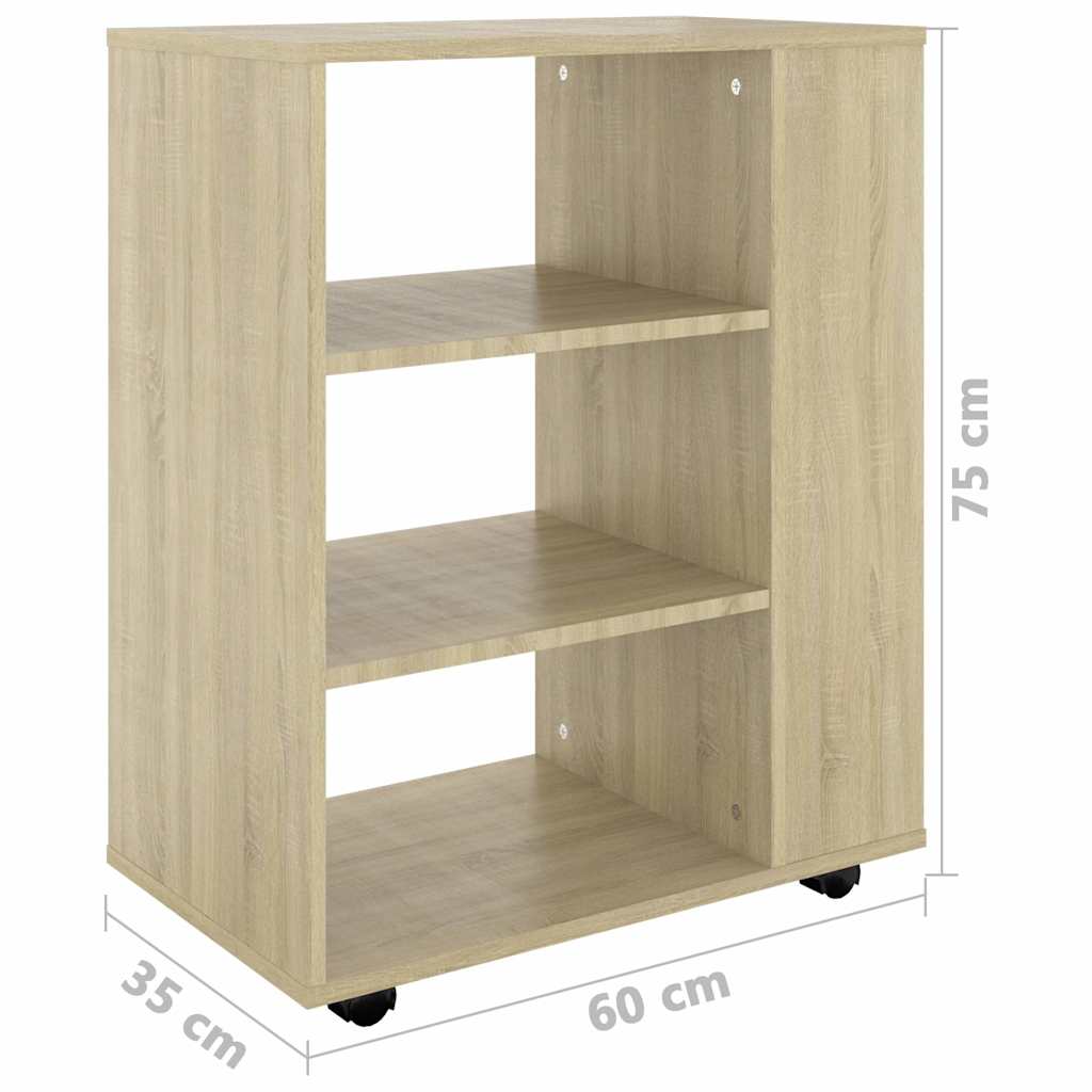 vidaXL Ντουλάπι Τροχήλατο Sonoma Δρυς 60 x 35 x 75 εκ. από Επεξ. Ξύλο