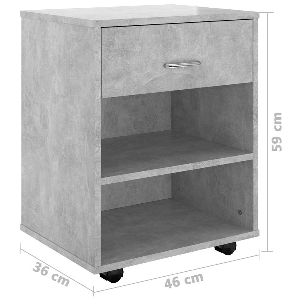 vidaXL Ντουλάπι Τροχήλατο Γκρι Σκυρ. 46 x 36 x 59 εκ. από Επεξ. Ξύλο