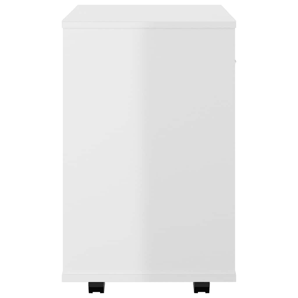 vidaXL Ντουλάπι Τροχήλατο Λευκό Γυαλ. 46 x 36 x 59 εκ. από Επεξ. Ξύλο