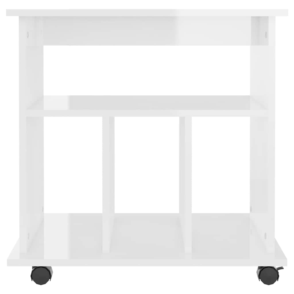 vidaXL Ντουλάπι Τροχήλατο Γυαλιστ. Λευκό 60x45x60 εκ. από Επεξ. Ξύλο