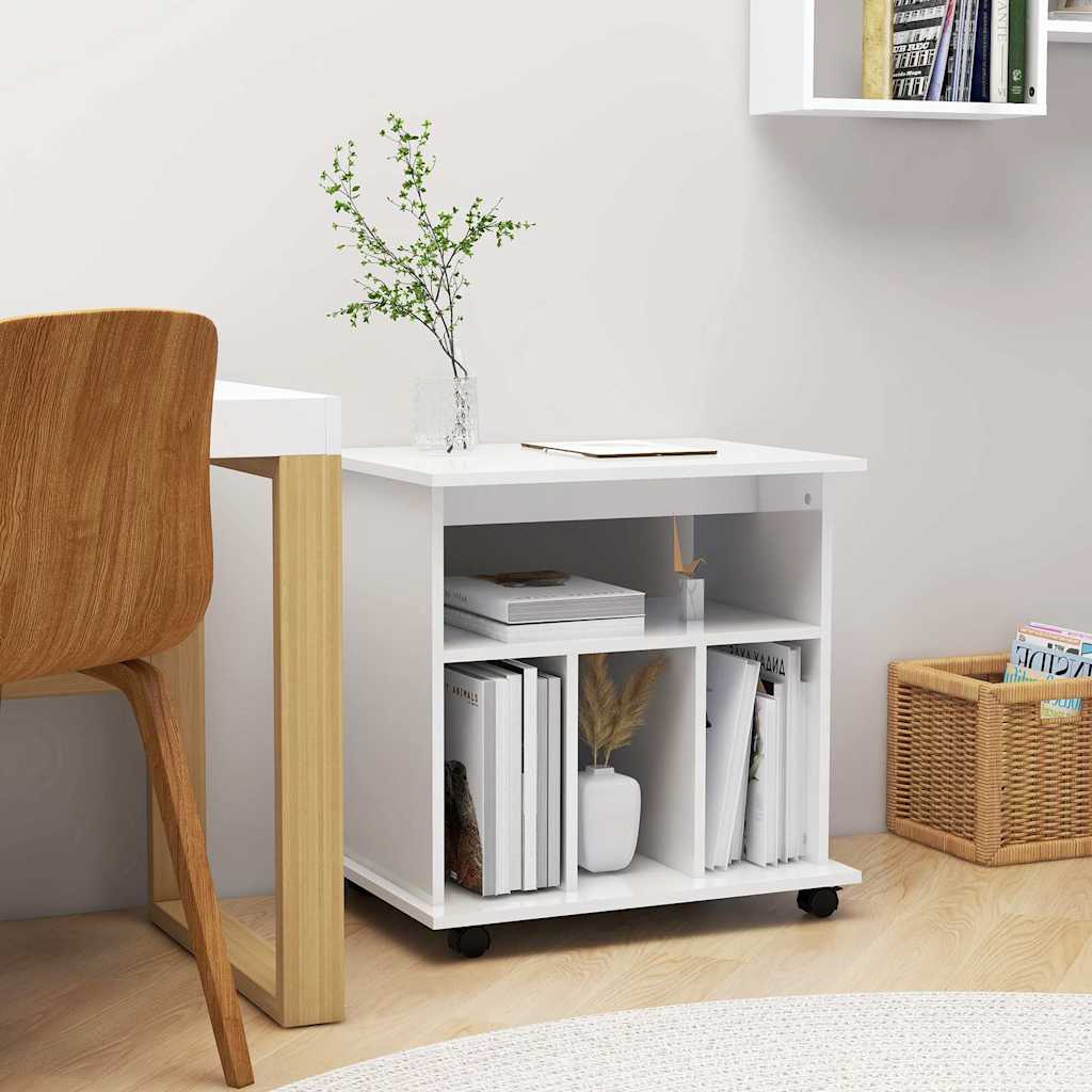 vidaXL Ντουλάπι Τροχήλατο Γυαλιστ. Λευκό 60x45x60 εκ. από Επεξ. Ξύλο