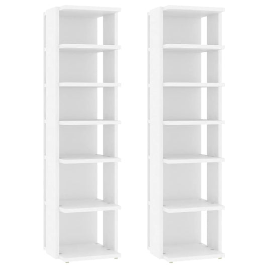 vidaXL Παπουτσοθήκες 2 τεμ. Λευκές 27,5x27x102 εκ. Επεξεργασμένο Ξύλο