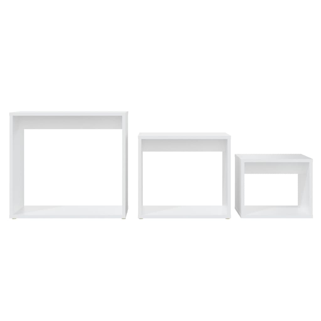 vidaXL Τραπεζάκια Ζιγκόν 3 τεμ. Λευκό από Μοριοσανίδα