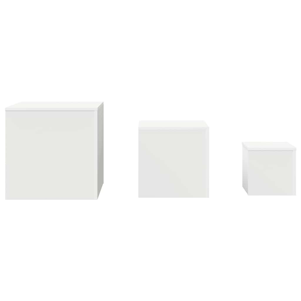 vidaXL Βοηθητικά Τραπεζάκια 3 τεμ. Λευκά από Μηχανικά Ξύλινα