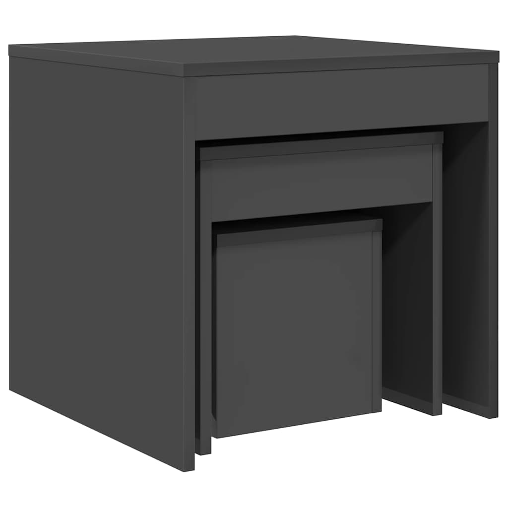 vidaXL Τραπεζάκια Ζιγκόν 3 τεμ. Γυαλιστερό Γκρι Επεξεργασμένο Ξύλο