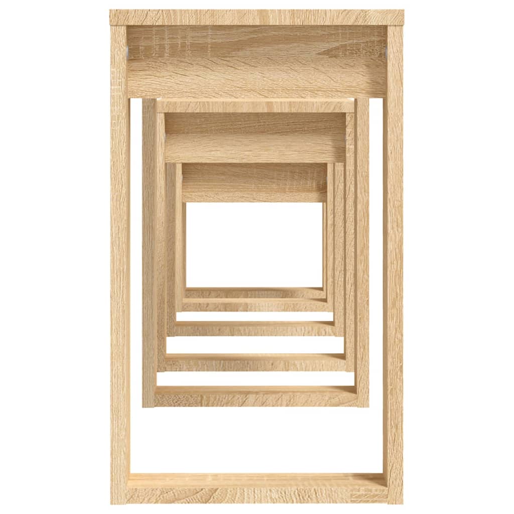 vidaXL Τραπεζάκια Ζιγκόν 3 τεμ. Sonoma Δρυς από Επεξεργασμένο Ξύλο