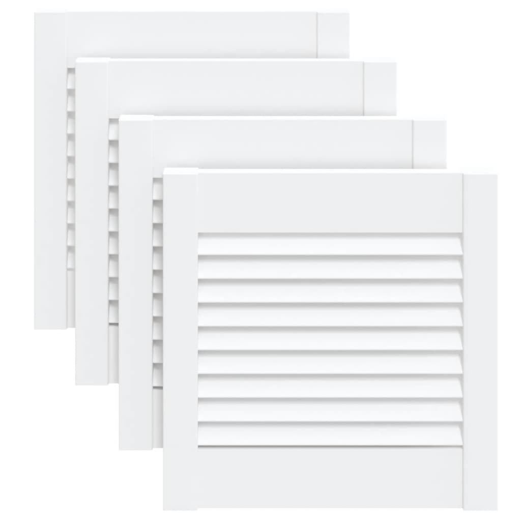 vidaXL Πορτάκια με Περσίδες 4 Τεμ. Λευκά 39,5x39,4εκ Μασίφ Ξύλο Πεύκου