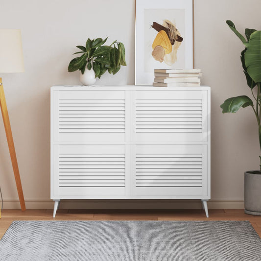 vidaXL Πορτάκια με Περσίδες 4 Τεμ. Λευκά 39,5x59,4εκ Μασίφ Ξύλο Πεύκου