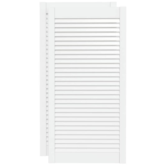 vidaXL Πορτάκια με Περσίδες 2 τεμ. Λευκά 99,3x49,4εκ Μασίφ Ξύλο Πεύκου